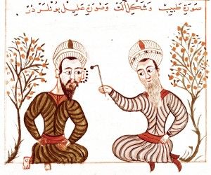 Cauterio para aliviar migraña- Cirugía de los ilkhanes, Biblioteca Nacional de París
