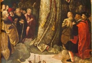 Detalle de la tabla de la Virgen de los Mareantes o Navegantes