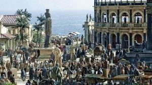 Figuración del Ágora de Alejandría a principios del siglo V, para la película Ágora, de Alejandro Amenábar, sobre la vida de de la filósofa y matemática Hipatia