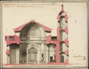 Proyecto de Iglesia de S. Francisco por J.A.Munar. Fuente: Biblioteca Nacional. 