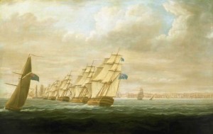 0008 La escuadra de Nelson frente a Cádiz, por Thomas Buttersworth