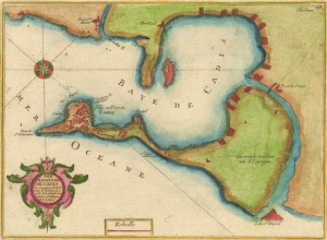 005 plano francés de la Bahía de Cádiz (siglo XVIII)