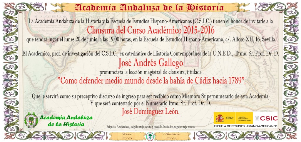 Tarjeta Invita Clausura Curso 15-16 Academia Andaluza de la Historia
